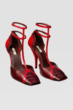 Load image into Gallery viewer, Red Python Heeled Sandals